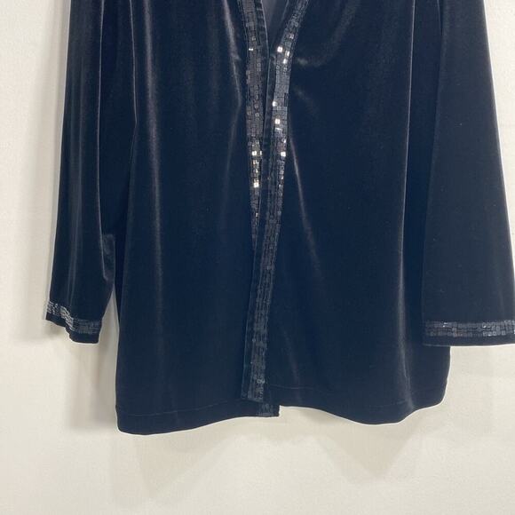 Quacker Factory 2X Velvet Cardigan Beading - Picture 4 of 10